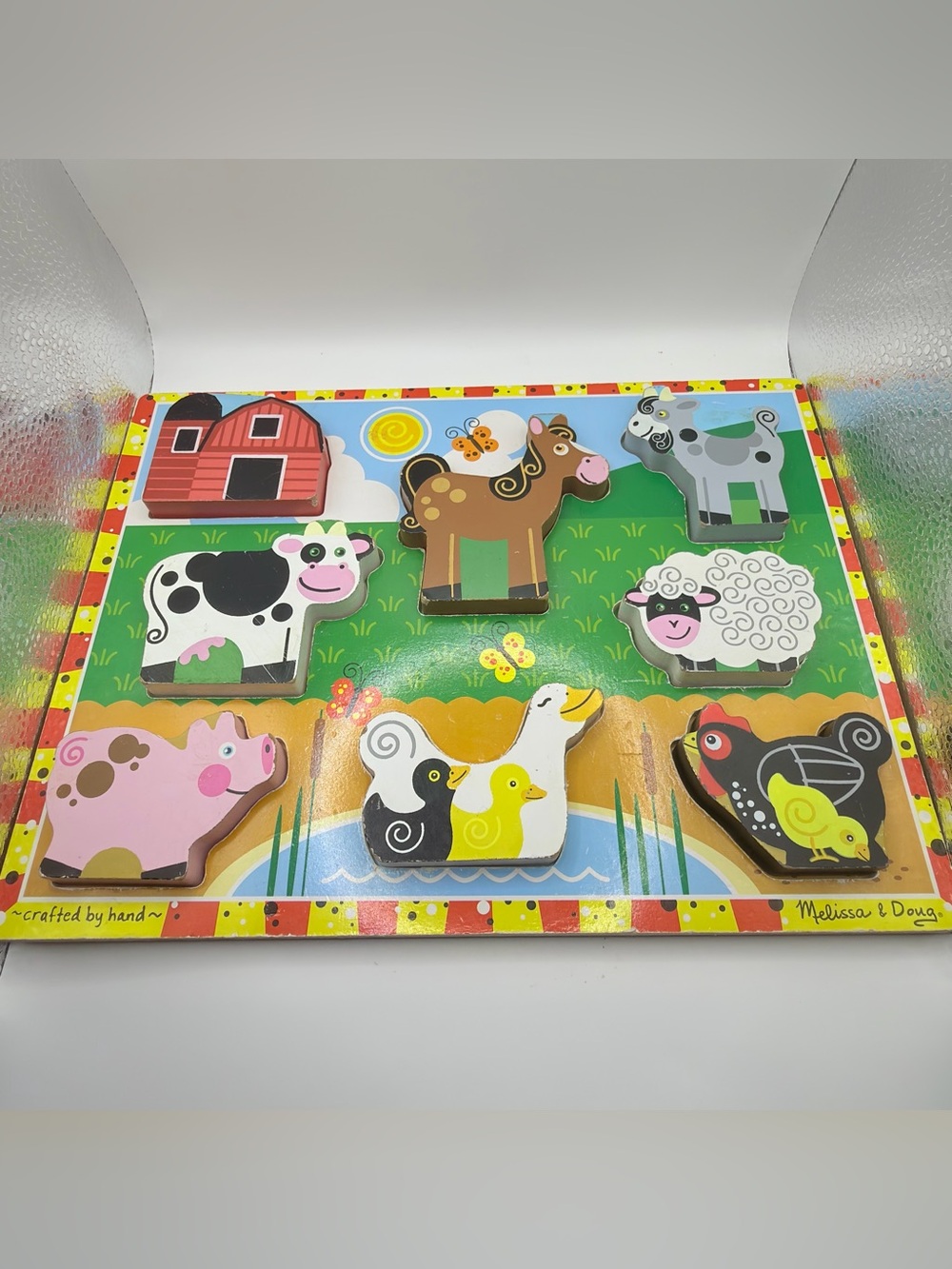 Melissa & Doug Farm Animal Wooden Puzzle - Colorful Barnyard Playset
